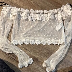 Floral Lace Off-Shoulder White Top